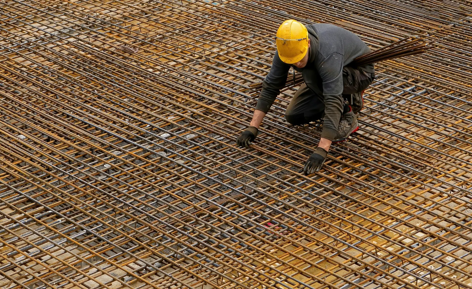 Rebar tied over formwork
