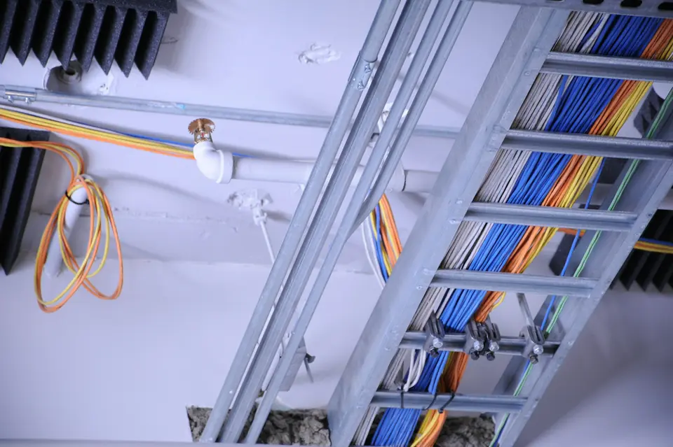 Cable trays on an industrial site