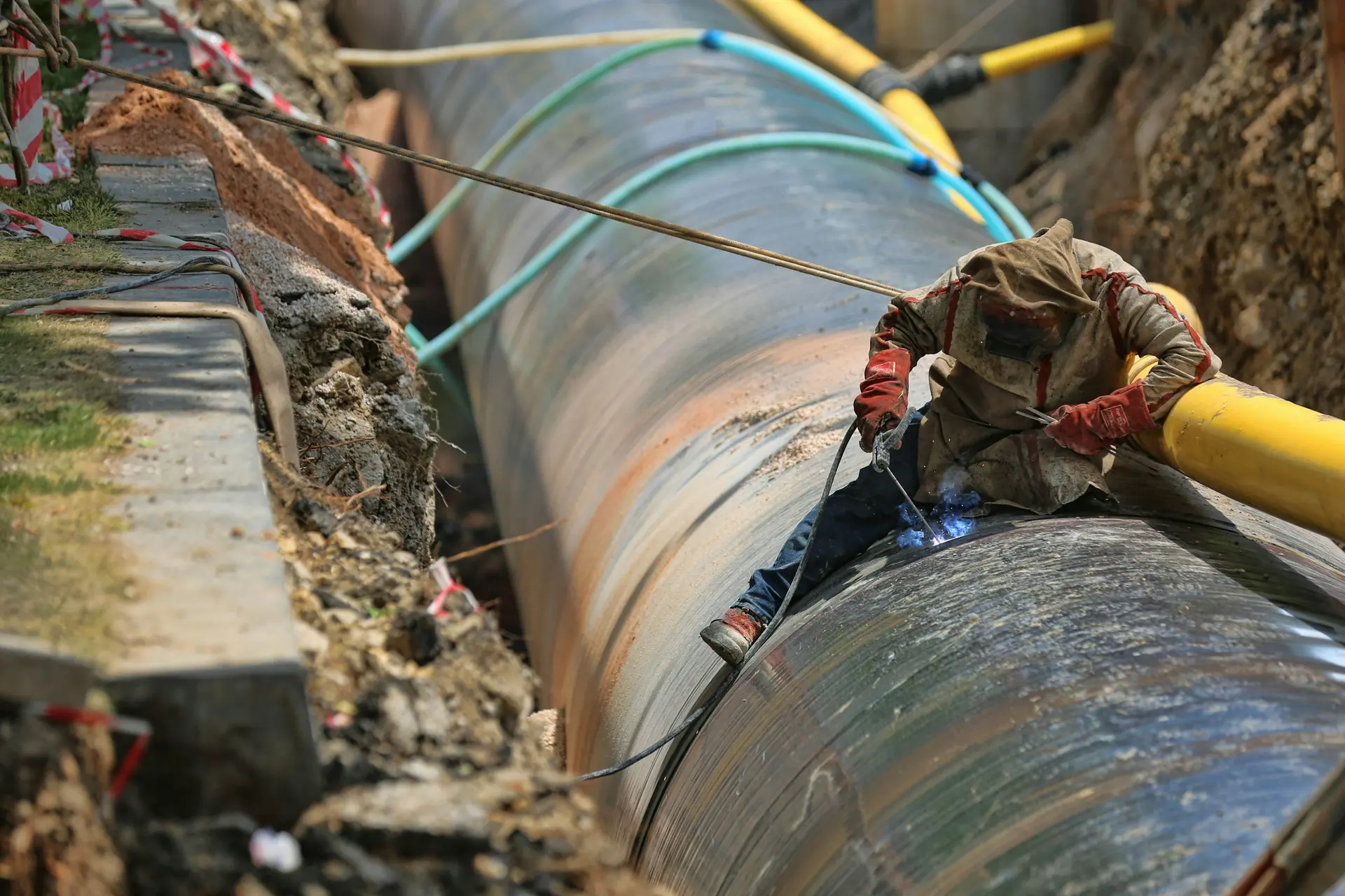 Pipeline in open trench