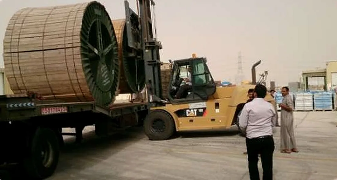 Cable drum on the flatbed, MODA Dammam Industry Area