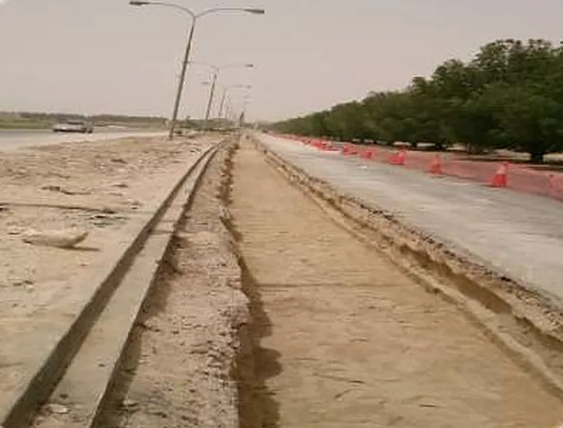 Trench along the carriageway